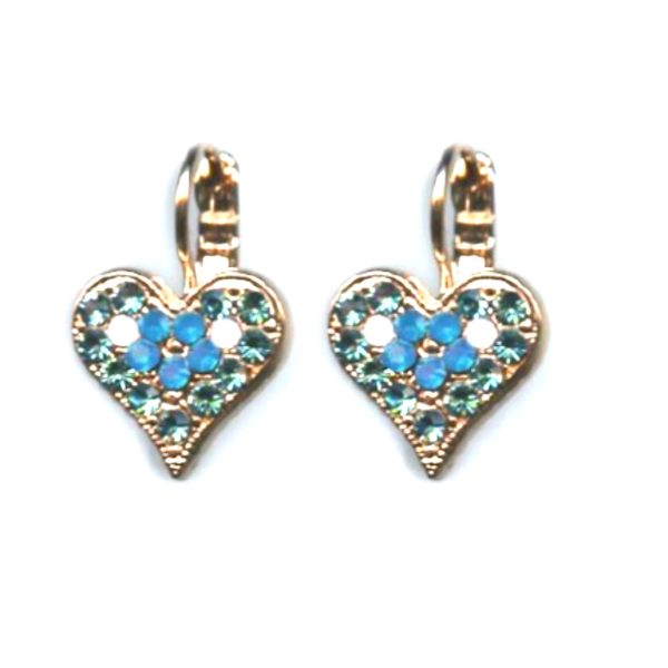Mariana Earrings Heart Shaped Beaded Blues & Opals Austrian Crystals Peacock Nature Coll.