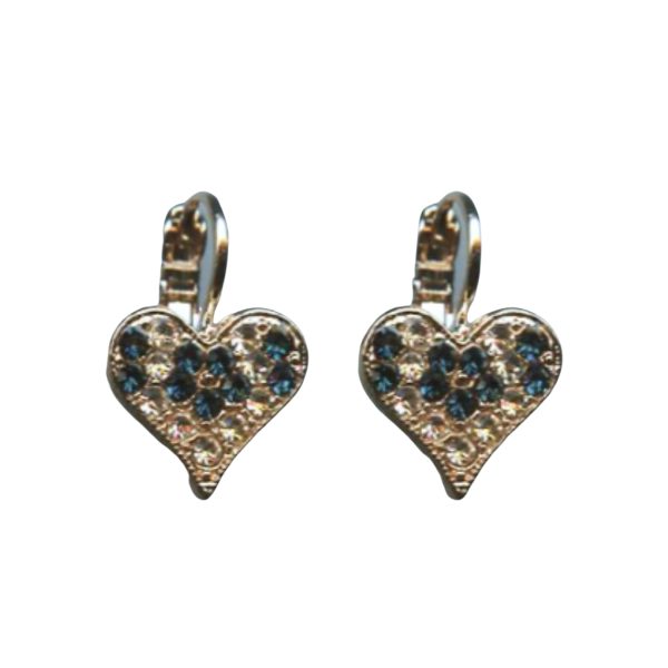Mariana Earrings Heart Shaped Montana Blue & Silk Austrian Crystals Ocean Nature Coll.