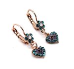 Earrings By Mariana Woman Dangling Heart Opal and Amethyst Swarovski Crystals - Image 4