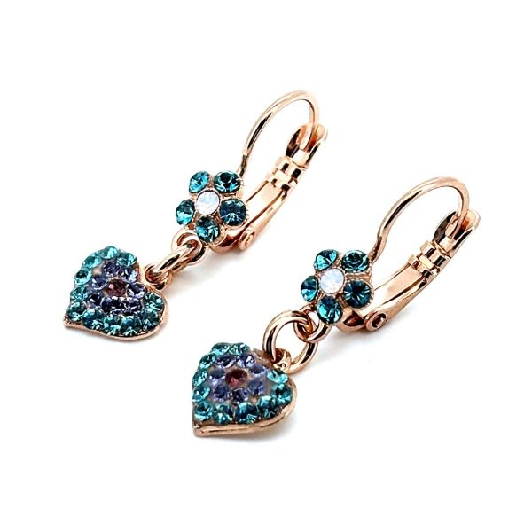 Earrings By Mariana Woman Dangling Heart Opal and Amethyst Swarovski Crystals