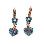 Earrings By Mariana Woman Dangling Heart Opal and Amethyst Swarovski Crystals - Image 2