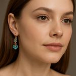 Earrings By Mariana Woman Dangling Heart Opal and Amethyst Swarovski Crystals - Image 3