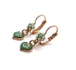 Mariana Earrings Floral Heart Dangling in Greens Austrian Crystals Fern Nature Coll. - Image 2