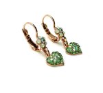 Mariana Earrings Floral Heart Dangling in Greens Austrian Crystals Fern Nature Coll. - Image 3