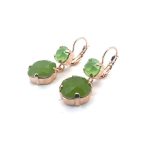 Earrings By Mariana Fern Nature Coll. Gorgeous Dangling Chrysolite Opal & Pacific Opal Austrian Crystals - Image 2