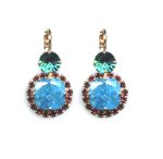 Mariana Earrings Glamorous Blues & Fuchsia Austrian Crystals Peacock Nature Coll. - Image 3