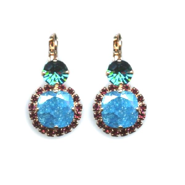 Mariana Earrings Glamorous Blues & Fuchsia Austrian Crystals Peacock Nature Coll.