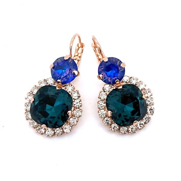 Earrings By Mariana Woman Sophisticated Blues and Silk Swarovski Crystals
