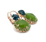 Earrings By Mariana Woman Glamorous Royal Green and Opal Swarovski Crystals - Image 2