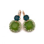 Earrings By Mariana Woman Glamorous Royal Green and Opal Swarovski Crystals