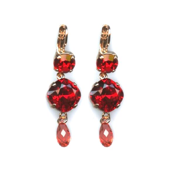 Mariana Earrings Exquisitely Elegant Siam & Padparadscha Austrian Crystals Firefly Nature Coll.