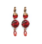 Mariana Earrings Exquisitely Elegant Siam & Padparadscha Austrian Crystals Firefly Nature Coll. - Image 3