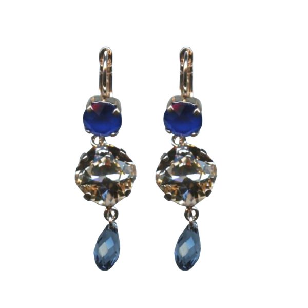 Mariana Earrings Precious Blues & Silk Austrian Crystals Ocean Nature Coll.