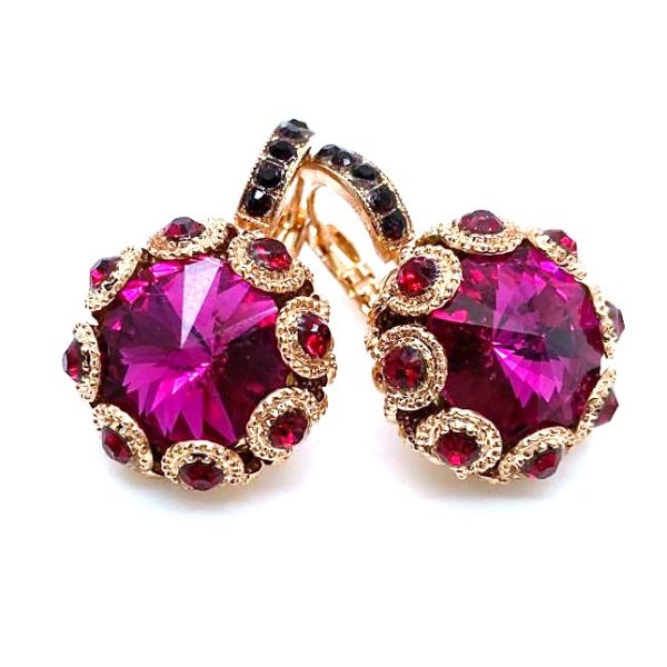 Earrings By Mariana Woman Radiant Fuchsia and Siam Swarovski Crystals