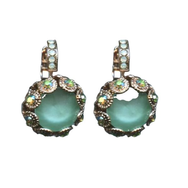 Mariana Earrings Shimmering Peridot AB & Pacific Opal Austrian Crystals Fern Nature Coll.
