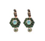 Mariana Earrings Fab Hexagon Shaped Beaded Tourmaline, Mint Green & Peridot Austrian Crystals Fern Nature Coll. - Image 2