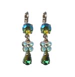 Mariana Earrings Sassy Dangling Floral in Greens Austrian Crystals Fern Nature Coll. - Image 2