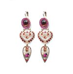 Mariana Earrings Finely Detailed Reds & Pinks Austrian Crystals Firefly Nature Coll. - Image 2