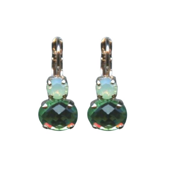Earrings By Mariana Woman Faceted Green Tourmaline and Mint Green Swarovski Crystals