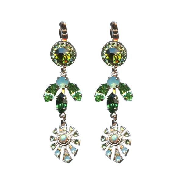 Mariana Earrings Finely Detailed Greens Austrian Crystals Fern Nature Coll.