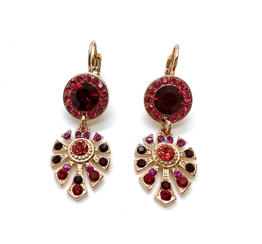 E-1514-3-2140-RG6 (3) Mariana Earrings Boho Chic in Reds & Pinks Austrian Crystals Firefly Nature Coll. - Image 1