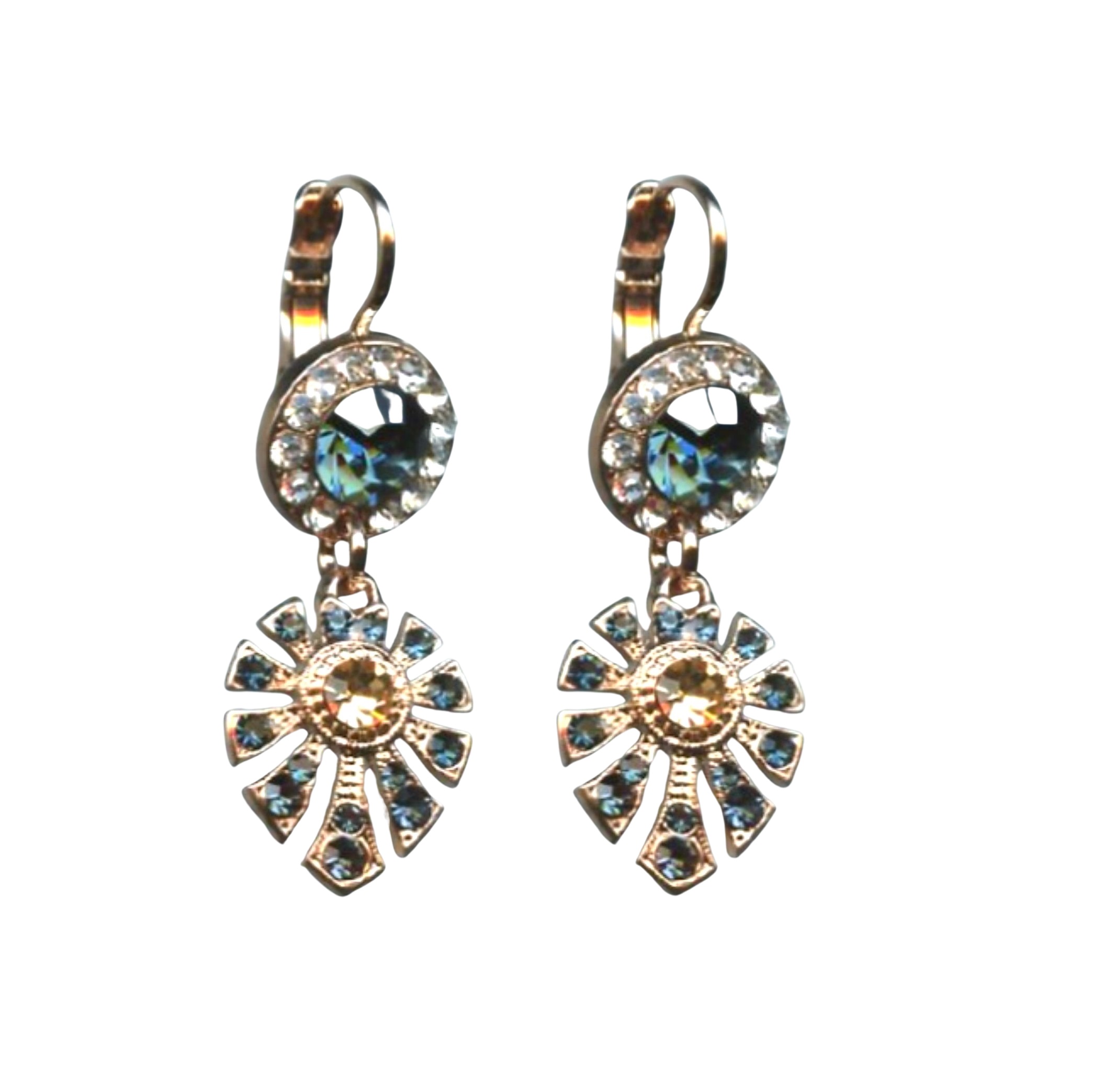 E-1514-3-2142-RG6 (1) Mariana Earrings Timeless Treasure Montana Blue, Lt Peach & Silk Austrian Crystals Ocean Nature Coll. - Image 1