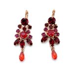 Earrings By Mariana Woman Daring Chandelier in Siam and Fuchsia Swarovski Crystals