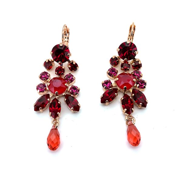 Earrings By Mariana Woman Daring Chandelier in Siam and Fuchsia Swarovski Crystals