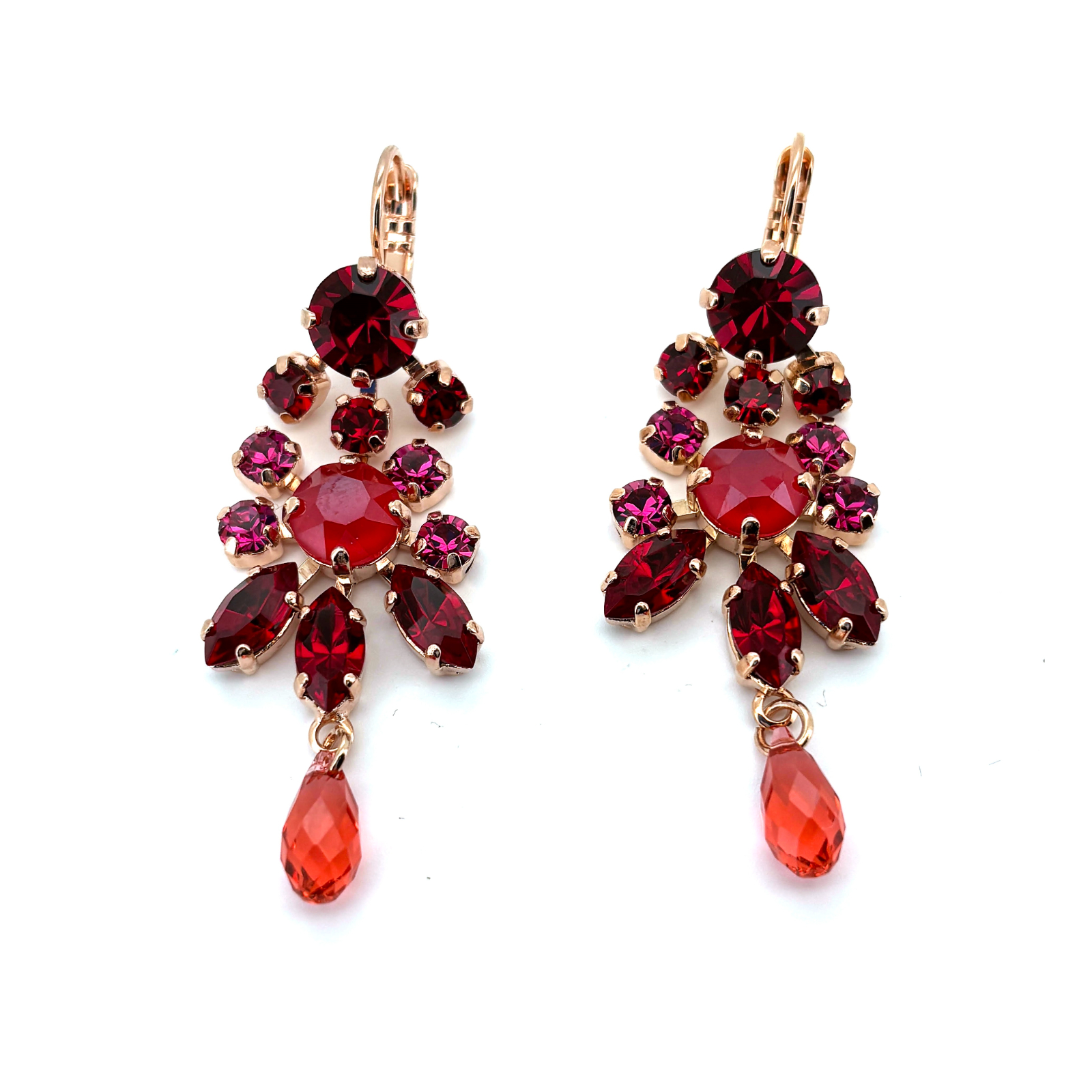 E-1529-2140-RG6 (3) Earrings By Mariana Woman Daring Chandelier in Siam and Fuchsia Swarovski Crystals - Image 1