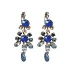 Mariana Earrings Chandelier in Blues, Silk & Lt Peach Austrian Crystals Ocean Nature Coll. - Image 3