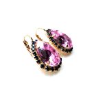 Earrings By Mariana My Treasures Coll. Pair Shape Rose & Montana Blue Swarovski Crystals - Image 3