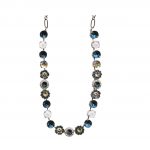 Mariana Necklace Gorgeous Floral in Blues, Lt Peach, Silk & Opal Austrian Crystals Ocean Nature Coll.