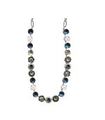 Mariana Necklace Gorgeous Floral in Blues, Lt Peach, Silk & Opal Austrian Crystals Ocean Nature Coll.