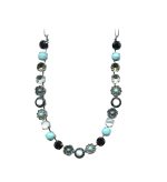 Mariana Necklace Turq, White Shell Mineral, Clear & Blacks Austrian Crystals Zanzibar Africa Coll. - Image 3