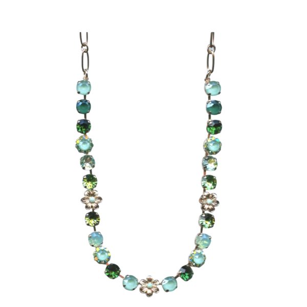 Mariana Necklace Alluring Floral Beaded in Greens Austrian Crystals Fern Nature Coll.