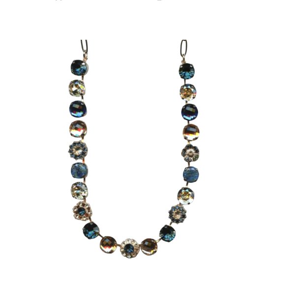 Mariana Necklace Lovely Blues, Silk & Lt Peach Austrian Crystals Ocean Nature Coll.