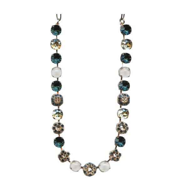 Mariana Necklace Alluring Montana Blue, Lt Peach & White Opal Austrian Crystals Ocean Nature Coll.