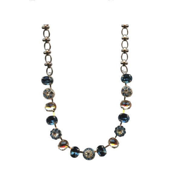 Mariana Necklace Fashion Faithful Blues, Silk & Lt Peach Austrian Crystals Ocean Nature Coll.
