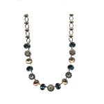 Mariana Necklace Fashion Faithful Blues, Silk & Lt Peach Austrian Crystals Ocean Nature Coll. - Image 2