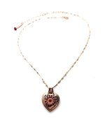 Necklace Pendant By Mariana Woman Lovely Heart in Fuchsia and  Siam Swarovski Crystals