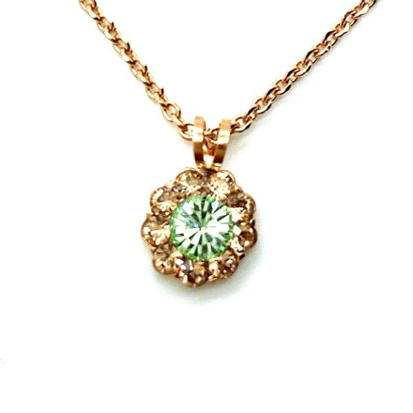 Mariana Necklace Pendant Dainty Floral Chrysolite & Lt Peach Austrian Crystals Boloria Dia My Butterfly Coll.