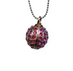 Necklace Pendant By Mariana Nature Coll. Ball Shape Fascinating Fuchsia & Siam Swarovski Crystals