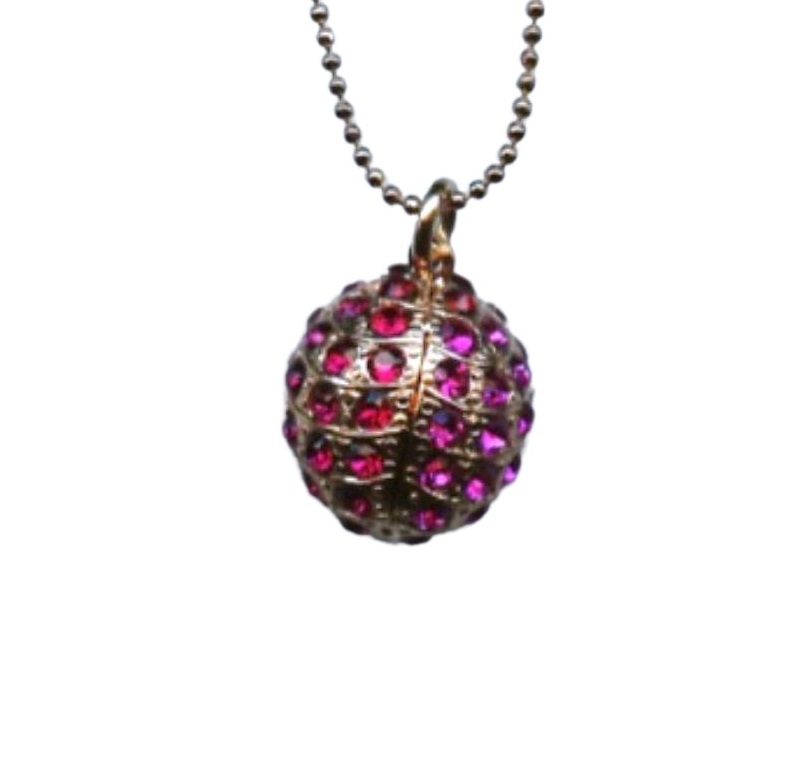 N-5076-2140-RG (1) Necklace Pendant By Mariana Nature Coll. Ball Shape Fascinating Fuchsia & Siam Swarovski Crystals - Image 1
