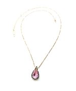 Necklace Pendant By Mariana Woman Pair Shape Rose and Blue Swarovski Crystals