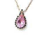 Necklace Pendant By Mariana Woman Pair Shape Rose and Blue Swarovski Crystals - Image 2