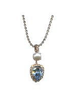 Mariana Necklace Pendant Exquisitely Elegant Cream Pearl, Blue Shade & Golden Shadow Austrian Crystals Seashell Nature Coll. - Image 2