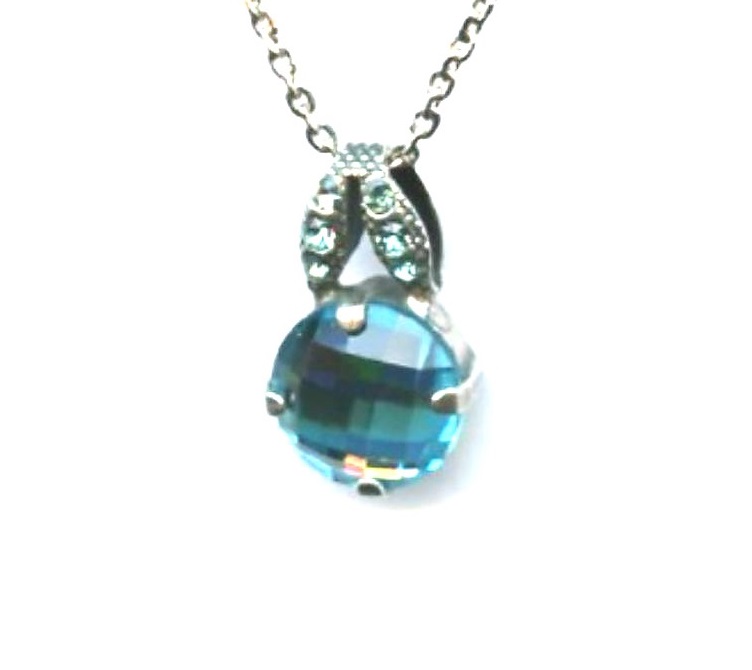 N-5151-263263-SP (1) Necklace Pendant By Mariana Woman Faceted Lt Turquoise Swarovski Crystals - Image 1