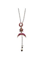 Mariana Necklace Pendant Firefly Nature Coll. Fashionable Floral Crescent Pinks & Reds Austrian Crystals - Image 3
