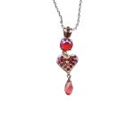 Mariana Necklace Pendant Charming Heart Shaped in Siam & Pinks Austrian Crystals Firefly Nature Coll.
