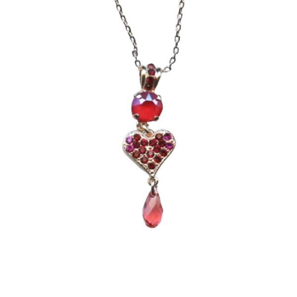 Mariana Necklace Pendant Charming Heart Shaped in Siam & Pinks Austrian Crystals Firefly Nature Coll.